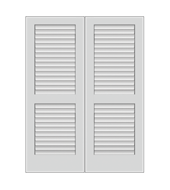 REEB Twin/Double 6'8 X 1-3/8 Full Plantation Louver Primed Interior Prehung Door PR730W